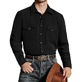VATPAVE Mens Western Shirts Long Sleeve Cowboy Shirt Button Up | Button Down, Stylish, Spring, Fall
