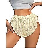 SHENHE Women's Pajama Shorts Split Leg Floral Cheeky Lounge Shorts Coquette Flowy Sleep Bottoms