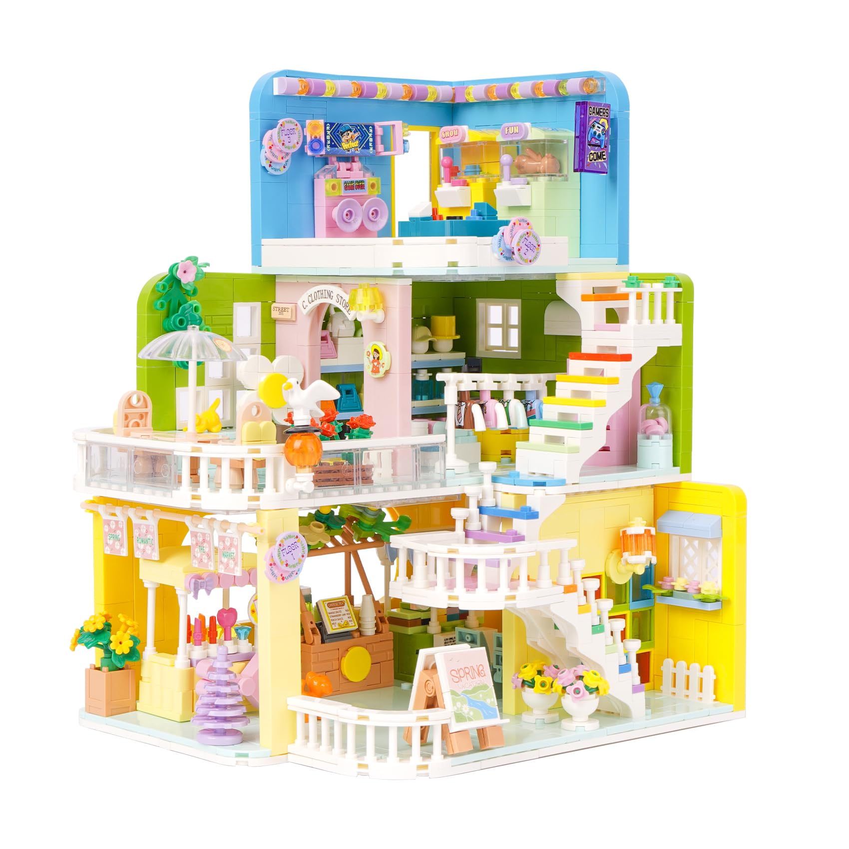 LULUFUN Building Blocks Dream House Toys Three-layers Villa Friends Building Set Educational Holiday Cottage Construction Bricks Toys