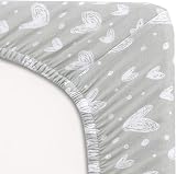 SPRINGSPIRIT Travel Cot Sheets 95x65cm 2 Pack Grey Print Jersey Knit Cotton view 4