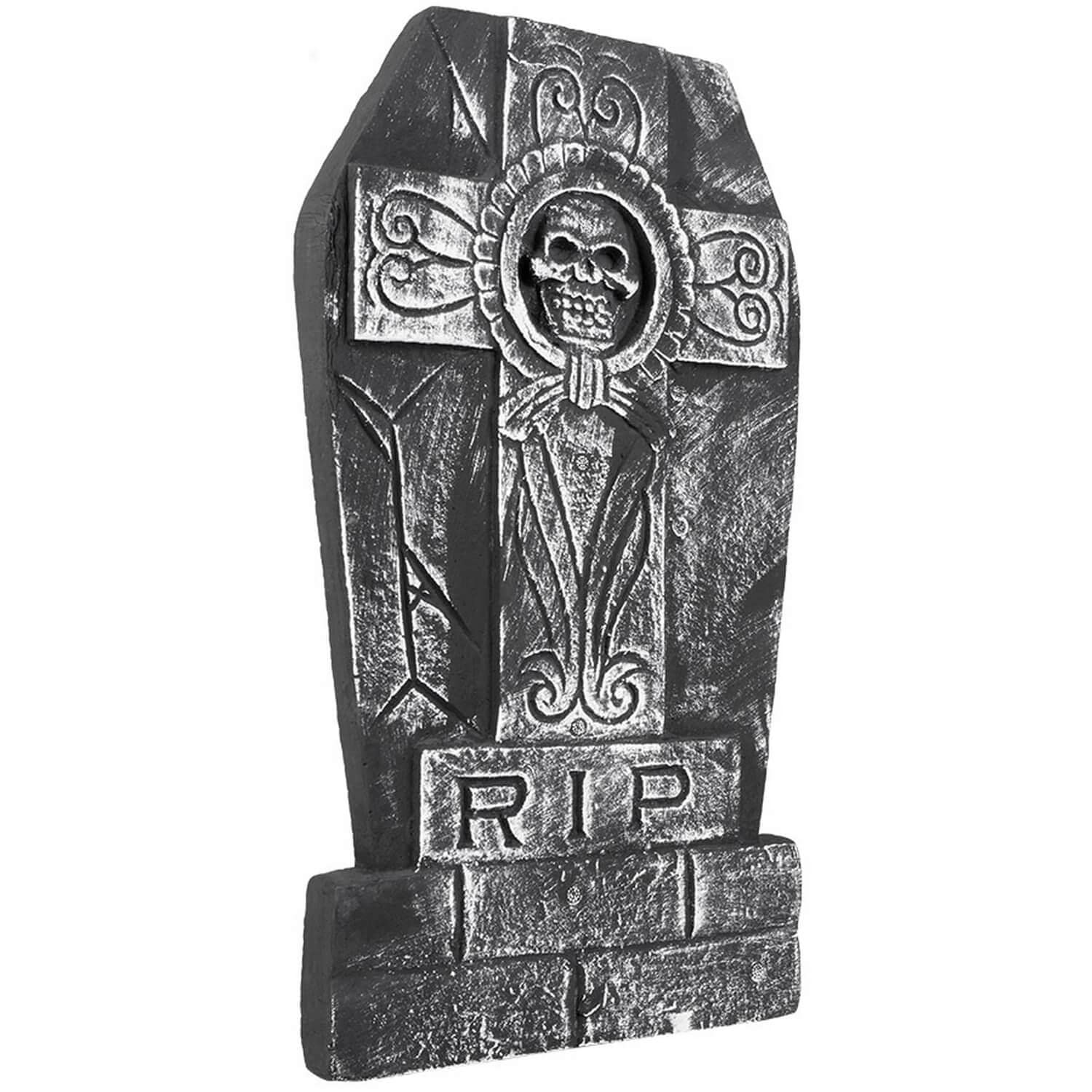 Boland 50 x 27 Cm Skull Cross RIP Tombstone – Foam Halloween Graveyard Decoration for Outdoor & Indoor Spooky Displays, Horror Parties & Themed Events