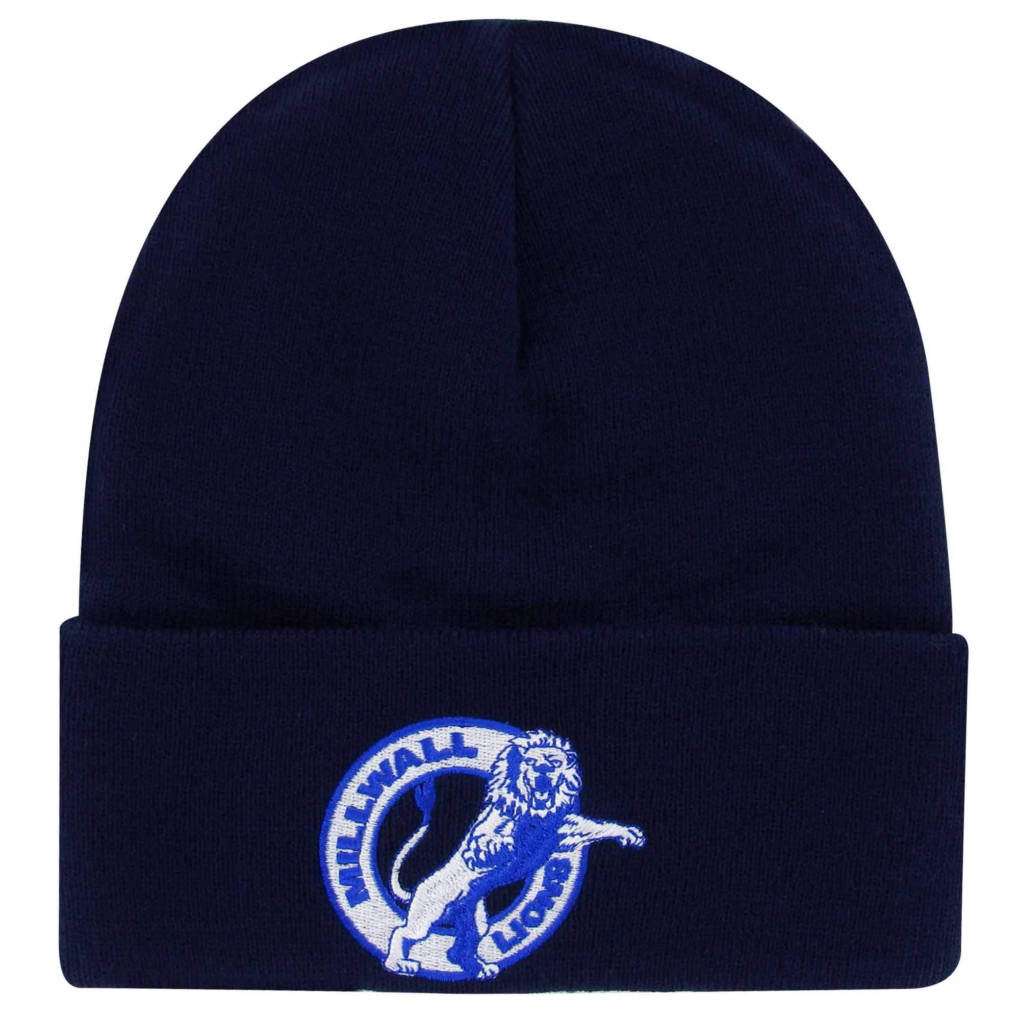 Millwall F.C. Lions Embroidered Football Bronx Hat (100 Percent Acrylic) Navy Blue, 7 3/8-7 1/2