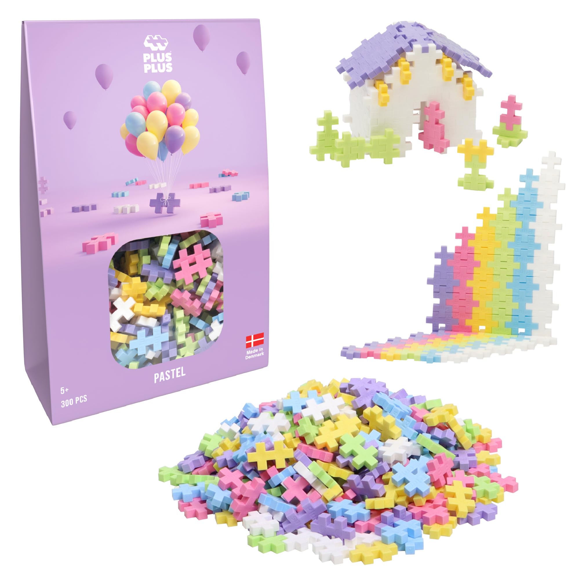 Plus Plus Building Blocks Toy - 300 pc Kids Construction Toys, Creative Learning Resources and STEM Play for Home and Travel - Girls and Boys Toys Age 5 Plus - Pastel 300 Pieces โ image 1