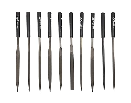 Fun n Shop Carbon Steel 10 Piece Needle Files Set - 4mm X 160mm - Assorted Shapes - for Wood Carving, Metal Carving, Jewelry Carving Craft Tools Set (4mm X 160mm)