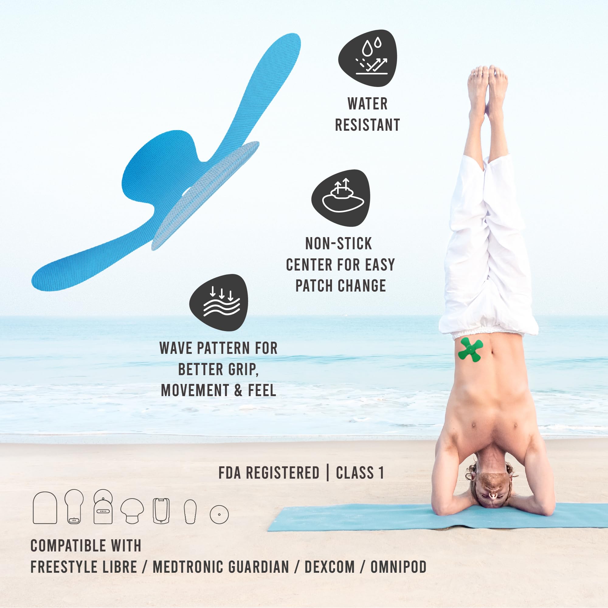 Not Just A Patch X-Patch CGM Sensor Patches (20 Pack) - Water Resistant Omnipod 5 Adhesive Patches - Durable for Active Lifestyle for 10-14 Days - Compatible with Dexcom G6, Libre 2 in Multi-Color