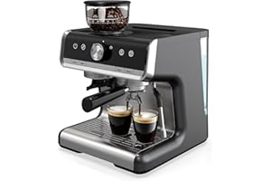 GarveeHome Espresso Machine With Grinder, 20 Bar Semi-Automatic Espresso Coffee Maker With Milk Frother Steamer Wand Cappuccino Latte Macchiato, 95 OZ Water Tank, PID Temperature Control, Dark Gray