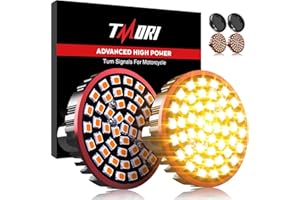 TMORI Upgraded Motorcycle Rear LED Turn Signals: 2-Inch 1156 Bullet Rear Turn Signals with 2 Smoke Lens Covers – Super Bright, Compatible with Har-leyDavidson Touring, Sportster, Dyna & Softail (2001–2021)