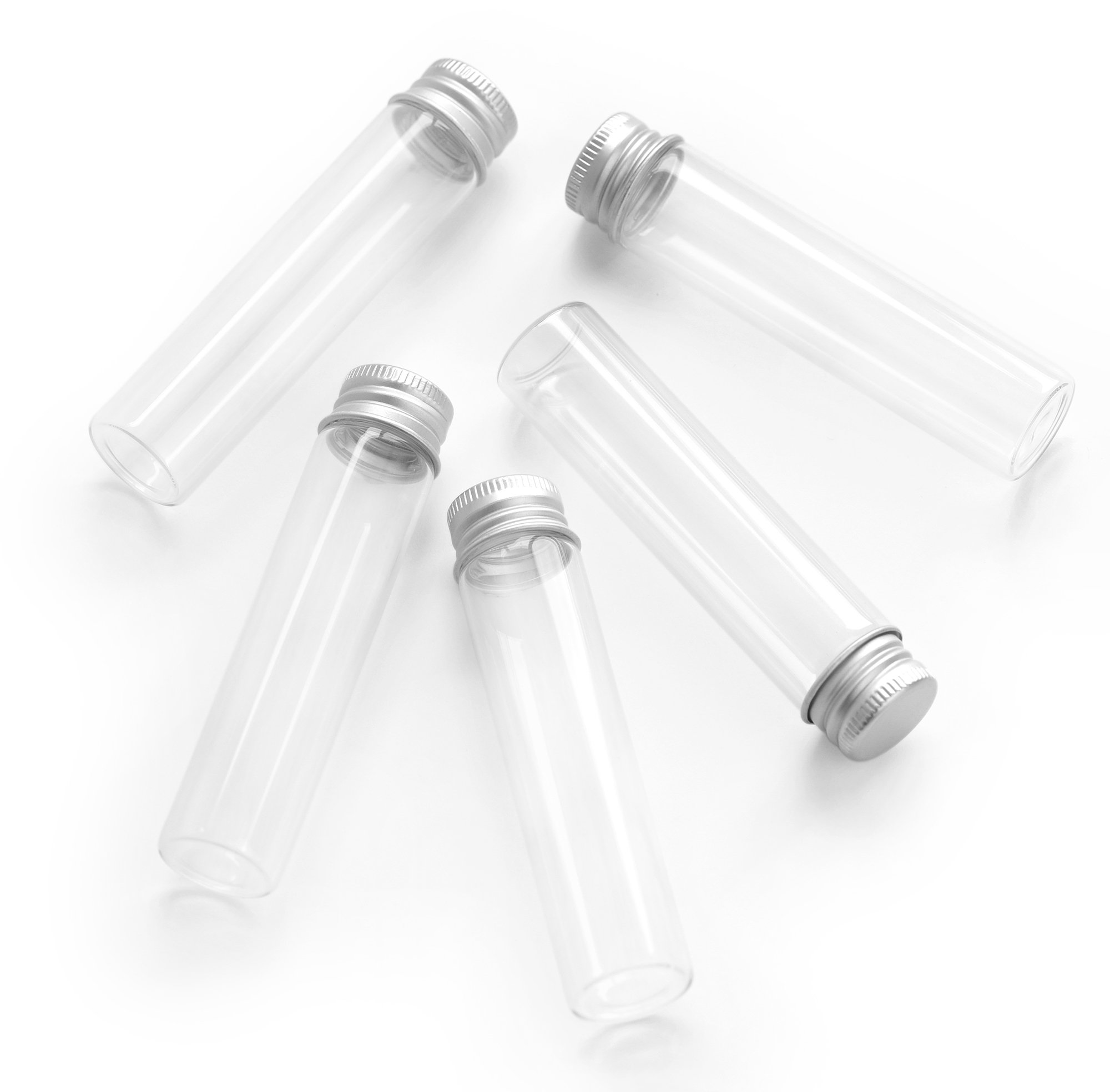 FiveSeasonStuff Glass bottles mini Glass Bottles Sample Bottle Wish Bottles with Aluminium Lid for Decoration, Gift, DIY. (25ML) — image 1