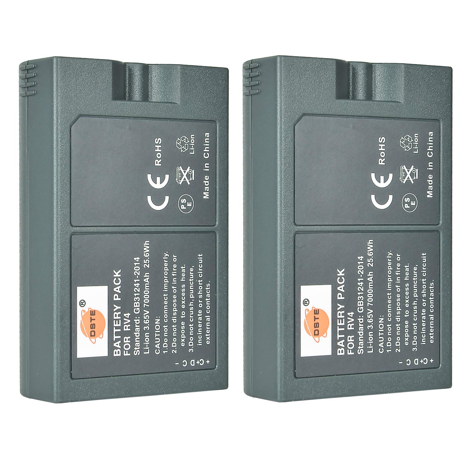 DSTE 2pcs RV4 Rechargeable Battery + MICRO 5P Charging Cable for Ring Video Doorbell/Doorbell 2/Doorbell Pro/Doorbell Elite,Ring Peephole Cam/Stick Up Cam/Spotlight Cam