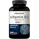 NatureBell Vitamin B2 (Riboflavin) 400mg - 240 Capsules - Supplement for Energy, Skin & Cellular Health* - Non-GMO & Gluten Free - Easily Absorbed