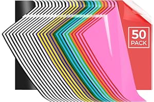 IModeur 50 Pack Heat Transfer Vinyl, 15 Colors Iron on Vinyl for Cutting Machine or Heat Press Machine, HTV Vinyl for DIY T-S