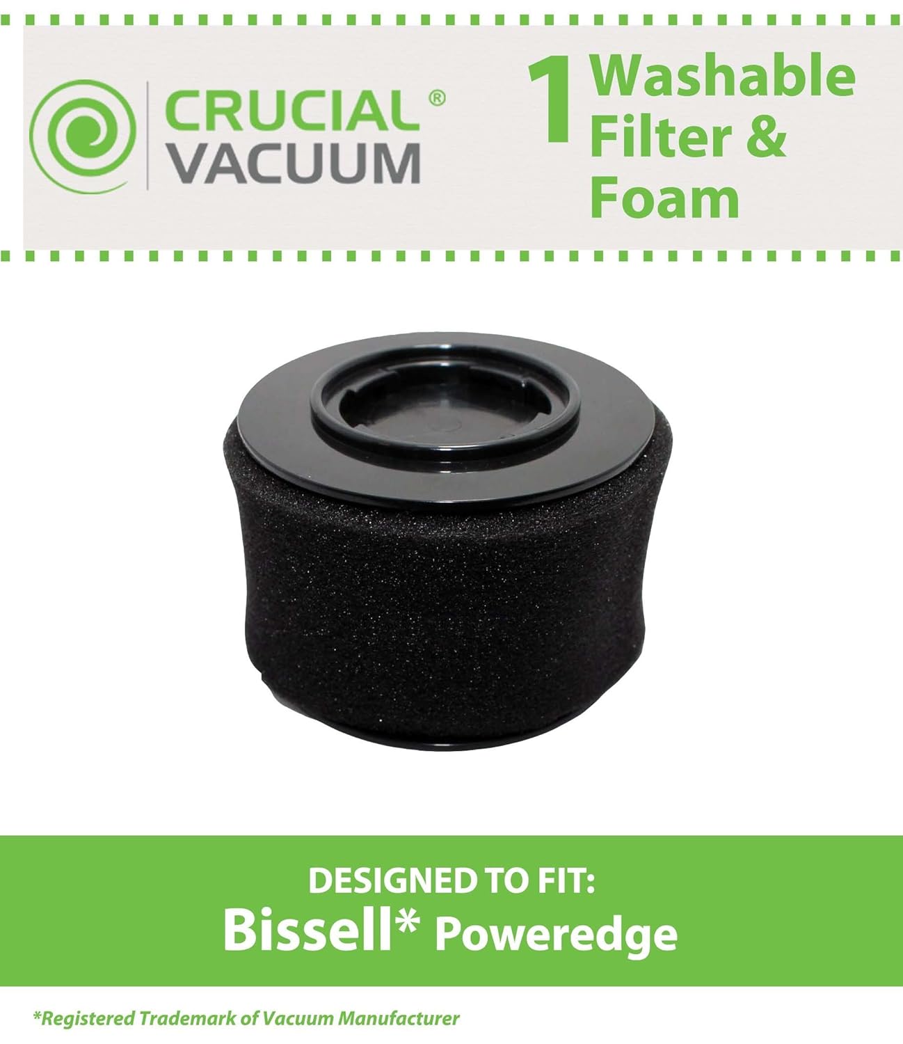 Crucial Vacuum Replacement Air Filter - Washable Dust Cup Vacuum Air Filters Parts - Compatible with Bissell PowerEdge Hard Floor Vacuum Models 81L2 and 81L2T - Replace Filter Part 54A2 - (1 Pack)