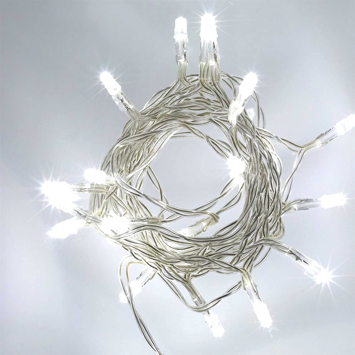 SHATCHI 80 Cool White LED Lights Clear Cable Battery Operated Fairy String Christmas Tree Wedding Party Birthday Garden Party Window Decorations
