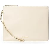 DORIS&JACKY Lambskin Leather Wristlet Clutch Purse for Women Soft Designer Slim Cell Phone Pouch Bag with Detachable Strap