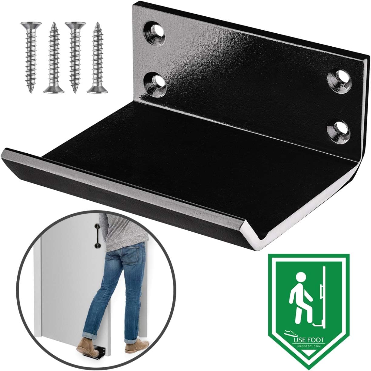Foot Door Opener - 5 Piece Commercial Hands Free Step and Pull Opener - Sanitary and Germ Free Bathroom, Restroom Restaurant - 10 cm Large Foot Pedal, Steel
