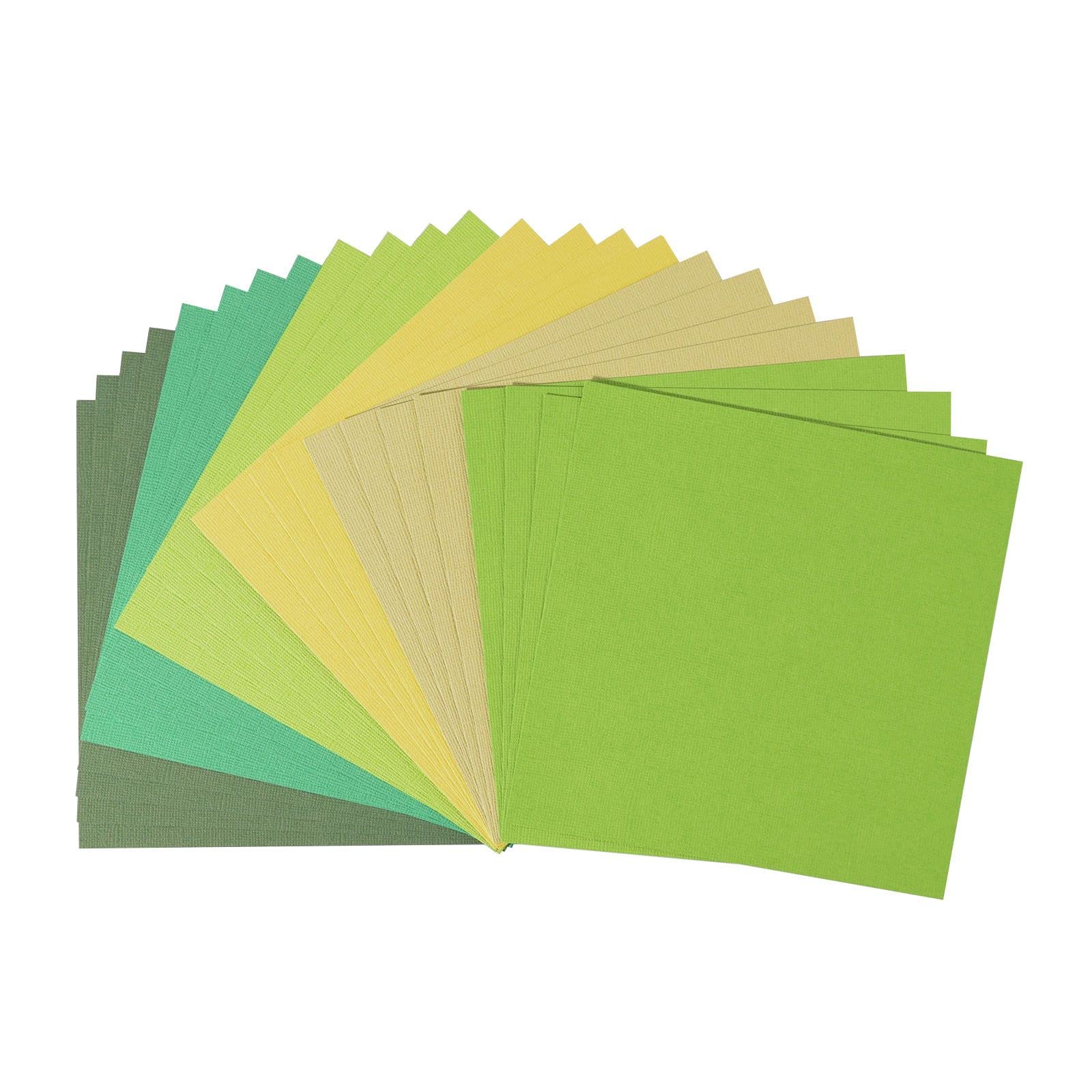 Florence Cardstock Textured Multicoloured - Coloured Card Making Supplies 6 x 6 inch - Green - 24 Sheets - Coloured Paper for Scrapbooking, Card Making and Other Paper Crafts - 216 gsm