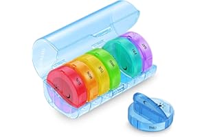 Sukuos Weekly Pill Organizer 7 Day 2 Times a Day, Large Daily Pill Box Easy to Open, AM PM Pill Case for Medicine/Vitamin/Fish Oil/Supplements (Blue)
