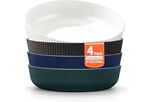 Berglander Pasta Bowls Set of 4, Salad Bowls 37oz Unbreakable Large Plastic Soup/Salad/Fruit/Serving Bowls for Home, Restaura