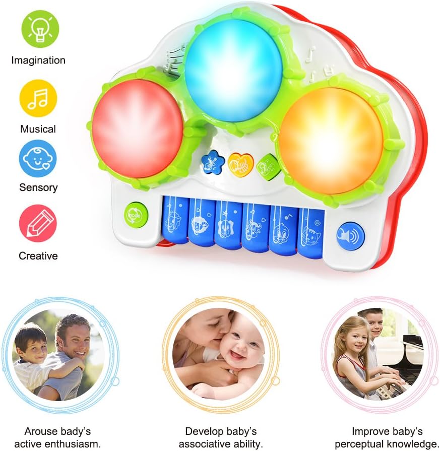 NextX Baby Musical Toys, Toddler Learning Music Drum Piano Toy, Development Musical Toy for 6 Months Infant Baby, with Music and Lighting Up: Toys & Games