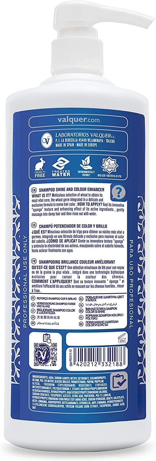 VALQUER Color & Shine Enhancing Shampoo for Dyed Hair, Blue, 1 l (Pack of 1) - Image 3