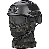 SANYETS Airsoft Helmet,Black Tactical Helmet with Airsoft Accessories,Tactical Airsoft Gear