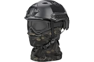 SANYETS Airsoft Helmet,Black Tactical Helmet with Airsoft Accessories,Tactical Airsoft Gear
