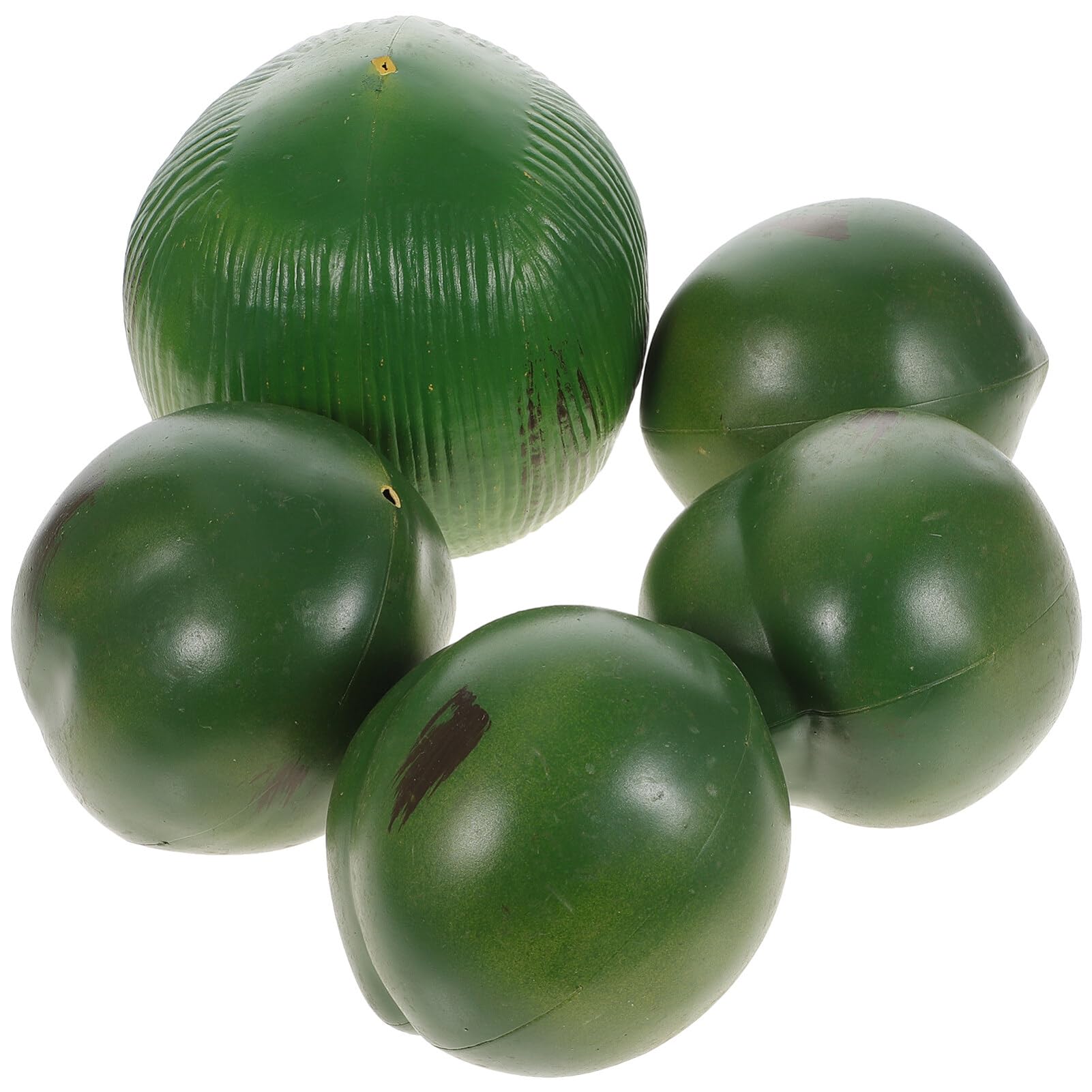 NUOBESTY Artificial Coconuts High Simulation Cokernut: Fake Fruit Lifelike Coconuts 5pcs for Jungle Hawaiian Luau Tropical Wedding Party Decoration