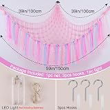 MHJY Handmade Toy Hammock Net with LED Light Large Wall Hanging Organizer view 6