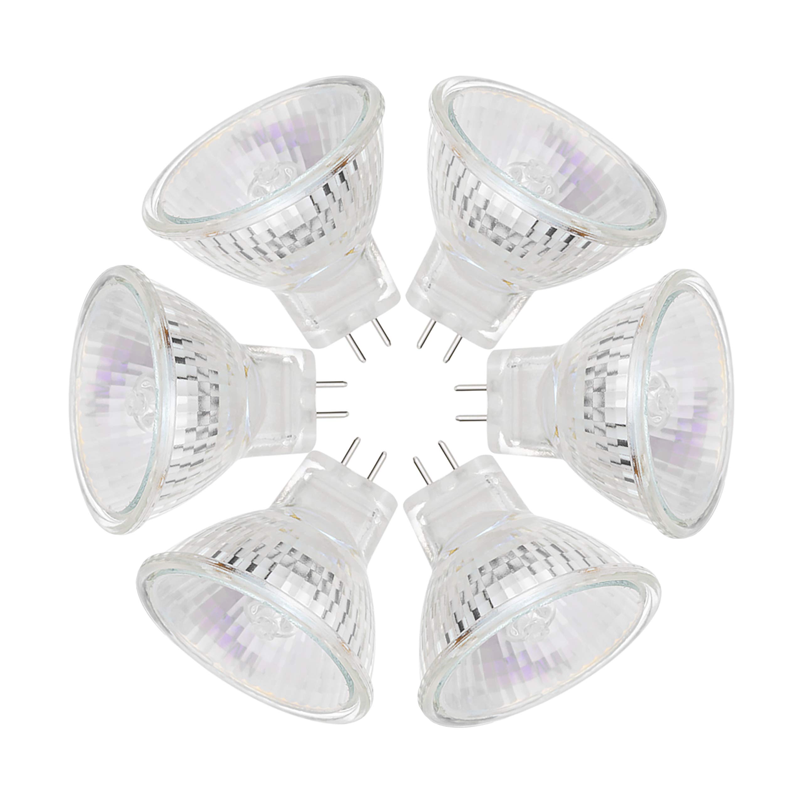 EKSAVE MR11 Halogen Bulbs 12V 20W GU4 Bi-Pin Base Spotlight Dimmable Glass Cover 35mm Diameter Warm White 2700K（Pack of 6）