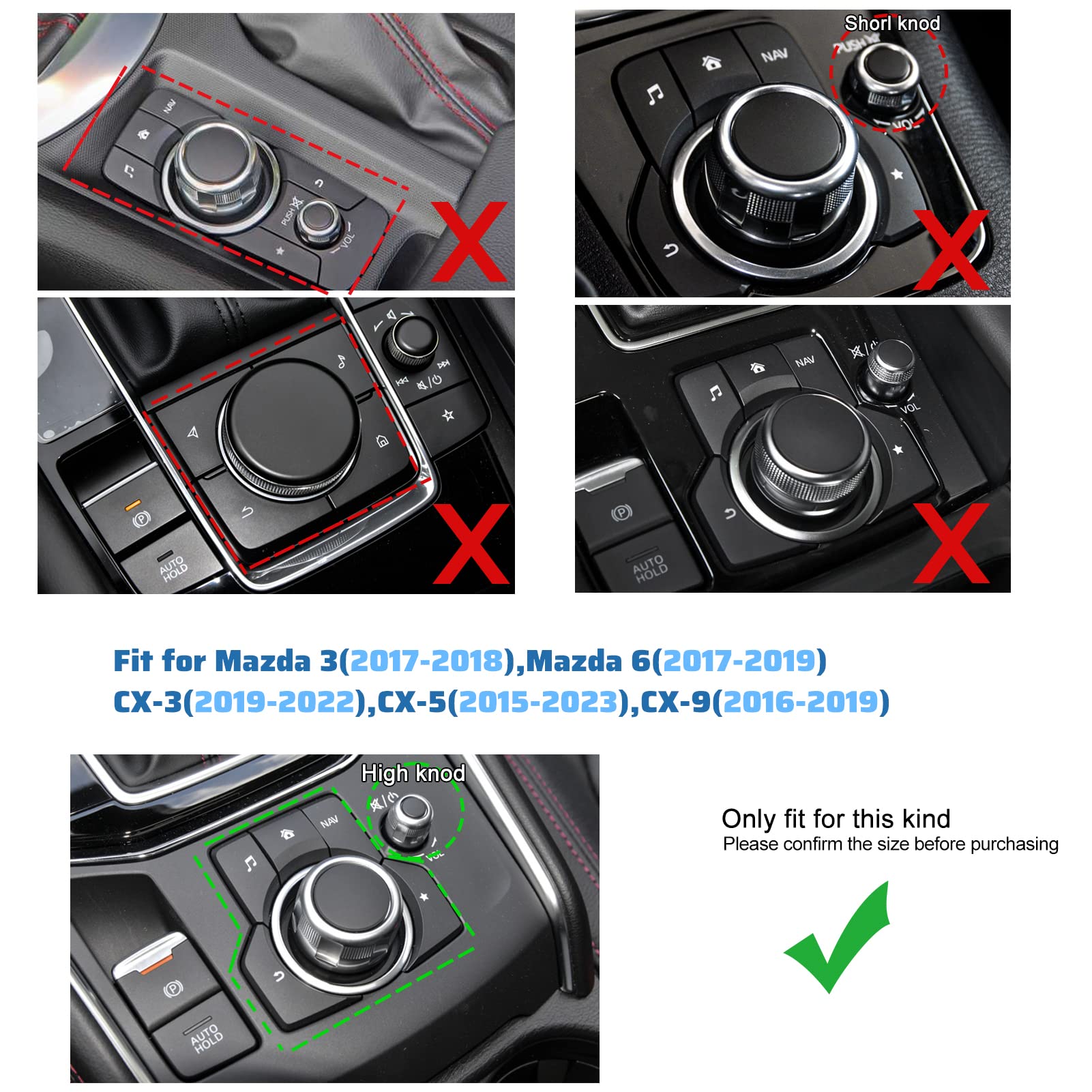 ANFOKAS Compatible with Mazda CX-5 2025 2024 2023 2022 2021 2020 2019 2018 2017 Accessories Sporty Car Interior Center Console Cover Gear Panel Button Knob Cover Trim Caps -Red