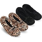 Keyela Women's Memory Foam House Fluffy Ballerina Slippers Ballet Shoes Fuzzy Cute Faux Fur Closed Toe Slip On Indoor Slippers