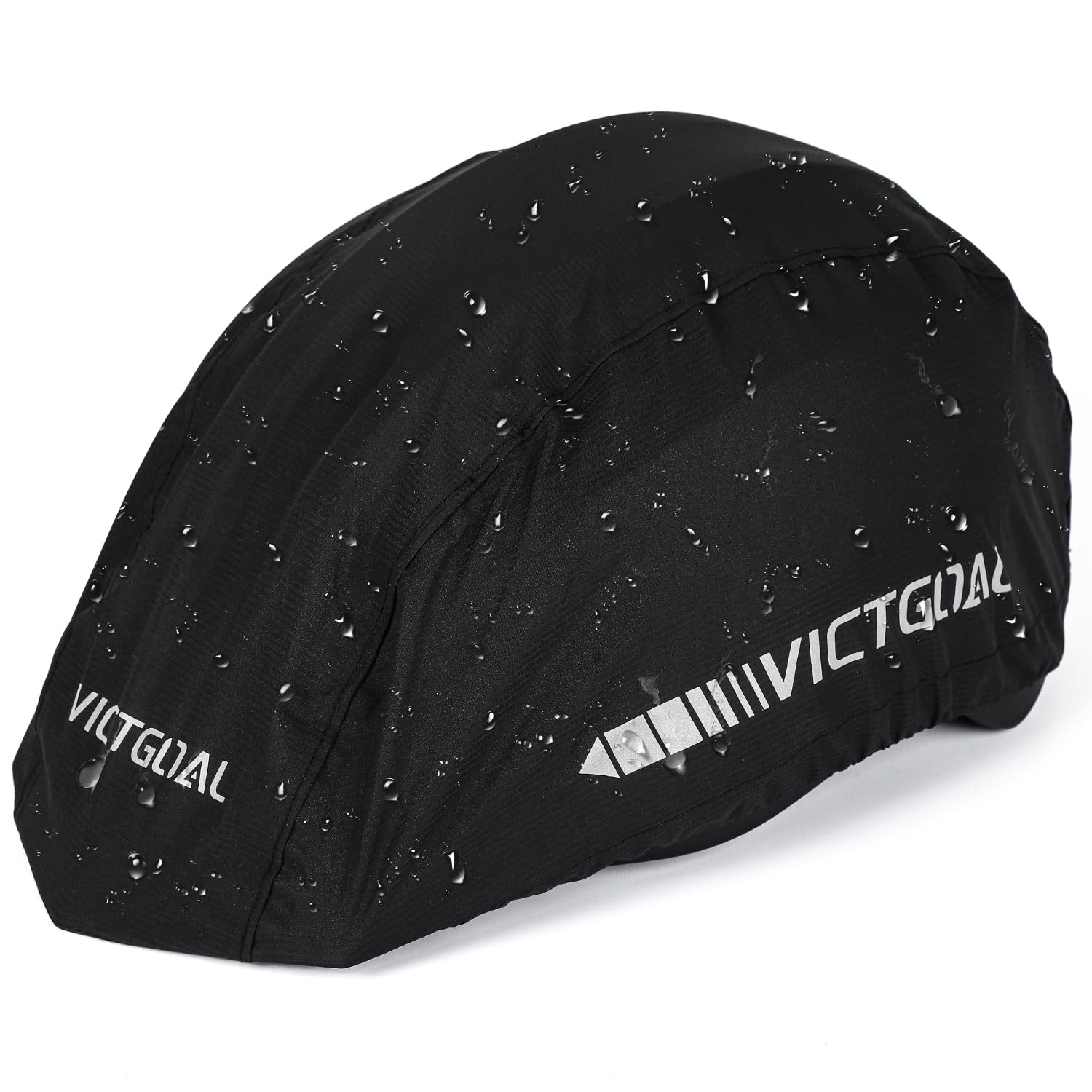 Victgoal Bike Helmet Rain Cover with Safety Reflective Stripes, Waterproof Windproof Helmet Rain Cover for Road Bicycle Cycling (Black)