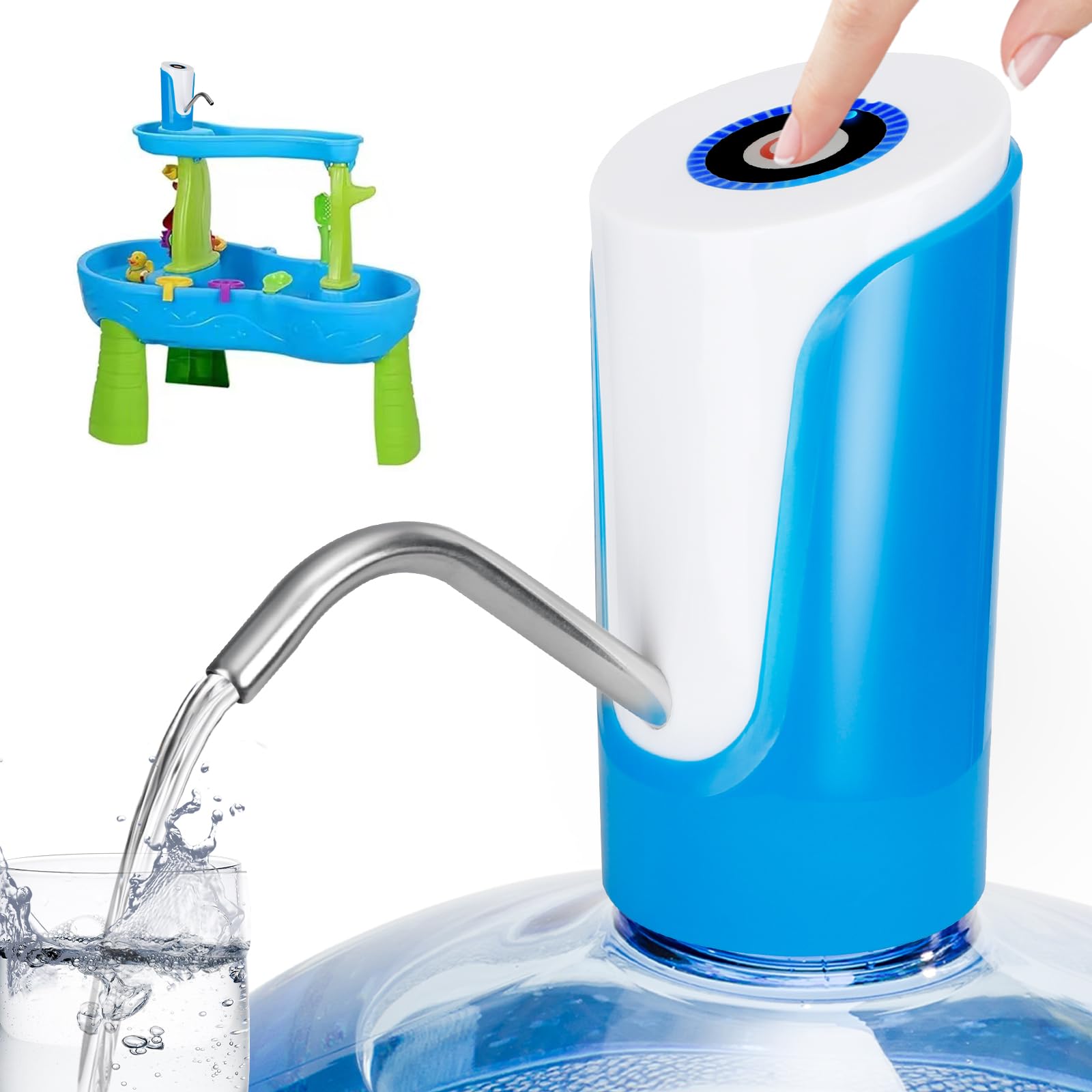 Photo 1 of **MISSING THE SILVER SPOUT** CZOOY 5 Gallon Water Dispenser, Electric Water Bottle Pump with USB Charging - Portable Camp/Office/Home Travel Jug Dispenser - Blue, Fits 2-5 Gallon Jugs