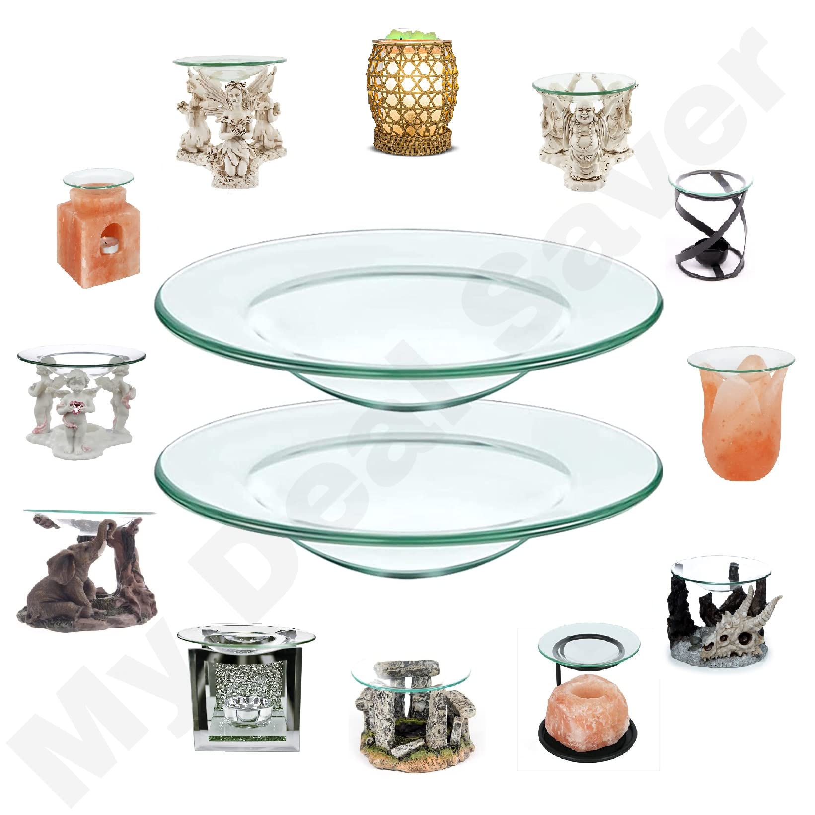 Mydealsaver Set of 2 Oil Burner Replacement Glass Dish for Electric Wax Melt Warmer, Fragrance Lamp, Tart Warmer, Aromatherapy