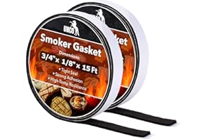 UNCO- Smoker Gasket, 15 FT, 3/4" x 1/8", 2 Pack, Black, Smoker Gasket Seal High Temp