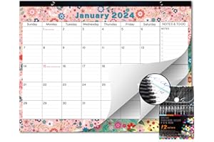 January 2024 to June 2025 Desk Calendar 2024-2025, Large Monthly 18 Months Academic Planner 17.3" x 13.2'' Floral Design with Magnets for Fridge by FFN