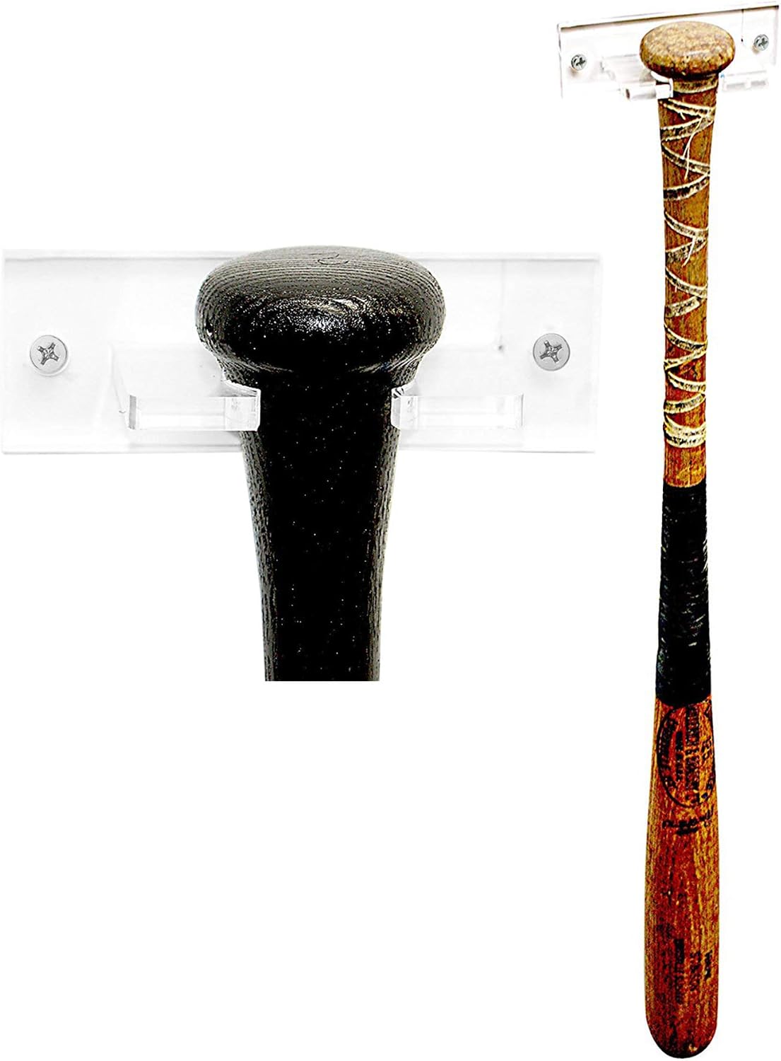 Better Display Cases Clear Acrylic Standard Single Baseball Bat Wall Mount Bracket For Vertical Display (A052)