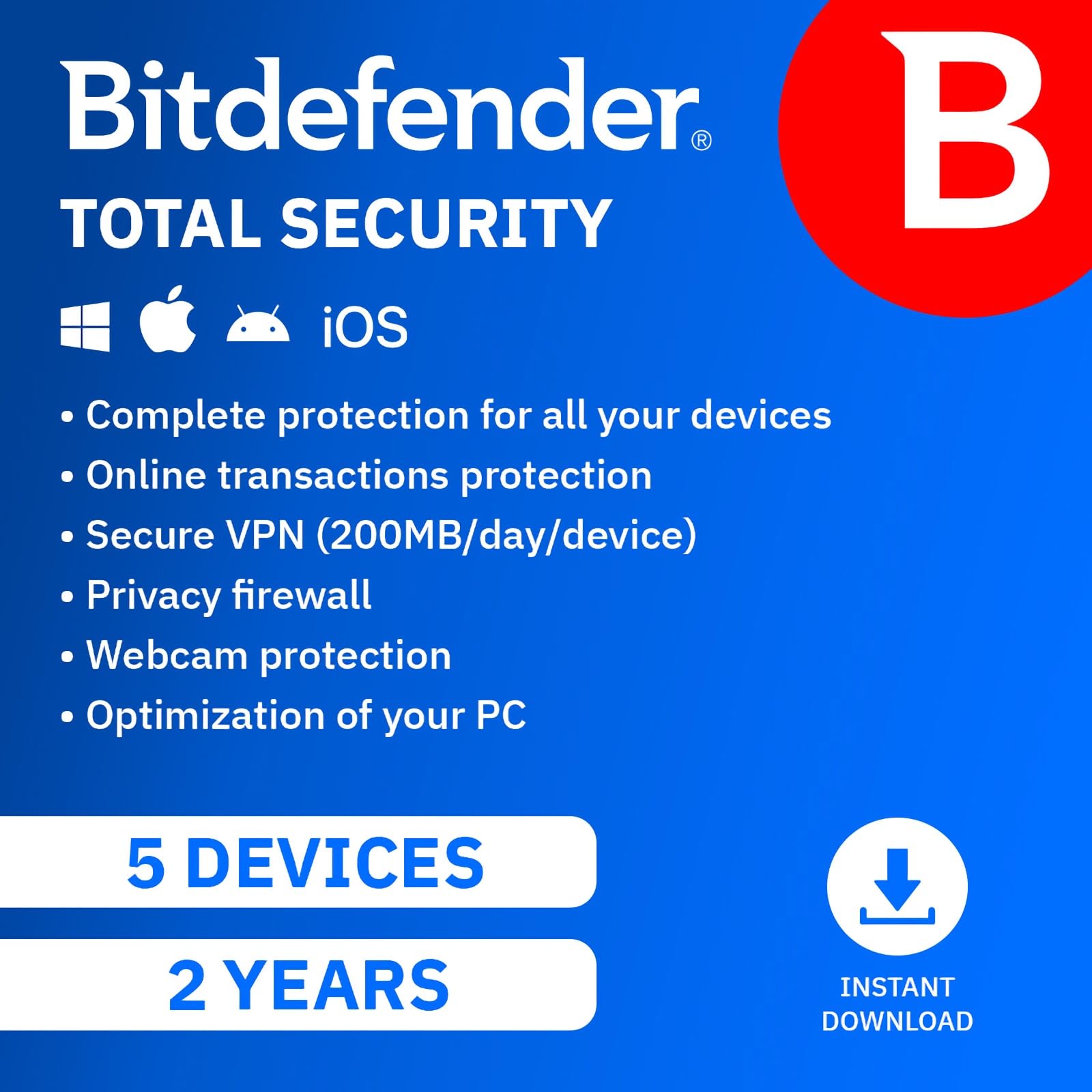 Bitdefender Total Security - 5 Devices | 2 year