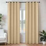 Joydeco Blackout Curtains 95 Inch 2 Panels Beige Thermal Insulated Grommet