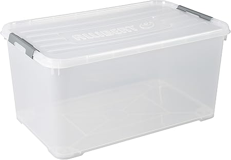 Allibert Caja de almacenaje Handy Plus con Tapa 65L en Transparente/Plata: Amazon.es: Hogar