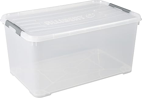 Allibert Caja de almacenaje Handy Plus con Tapa 65L en Transparente/Plata: Amazon.es: Hogar
