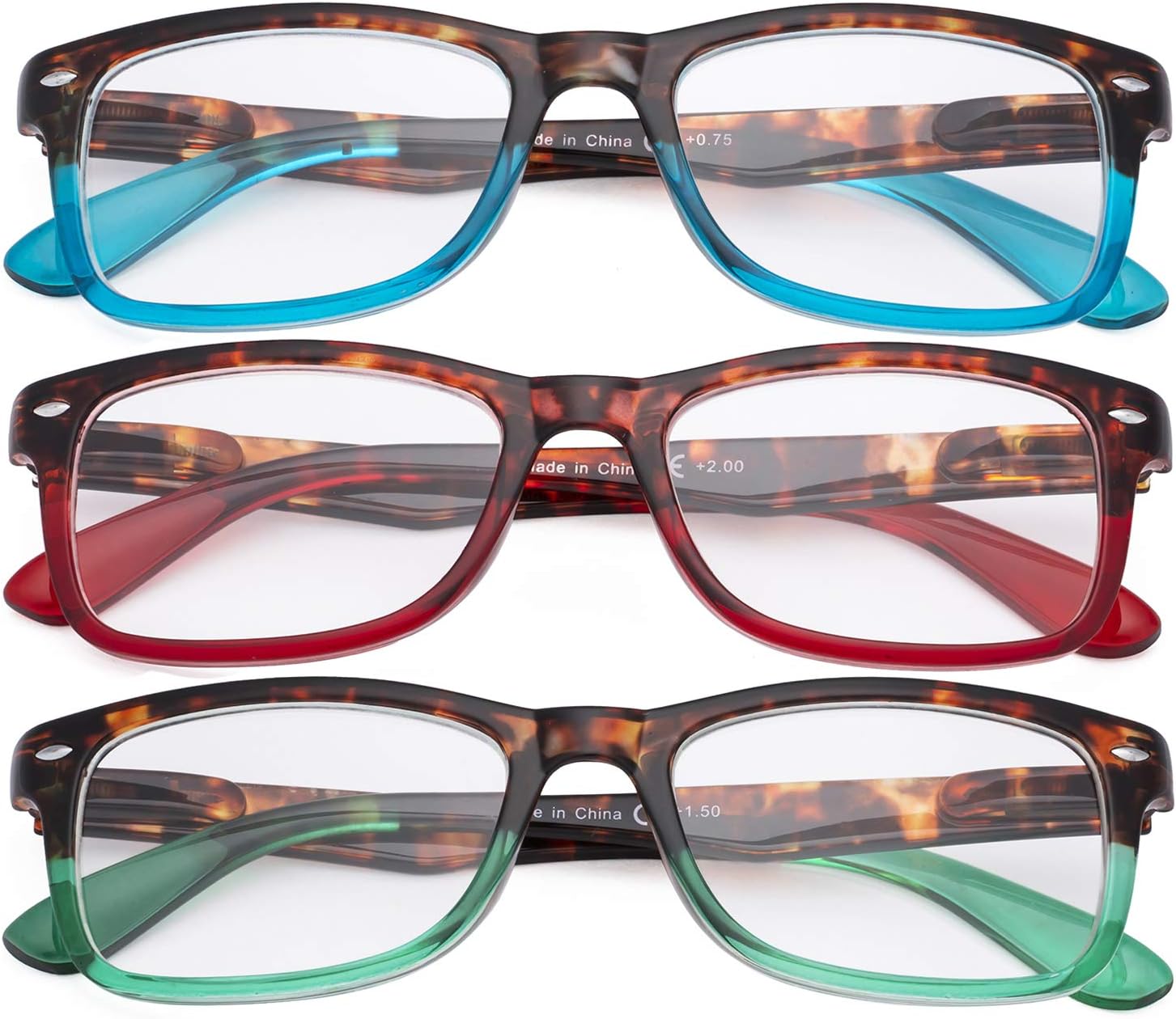 CessBlu Ladies Comfortable 3 Pack Reading Glasses Stylish Frame for Women Reading +2.5, 3pc-mix
