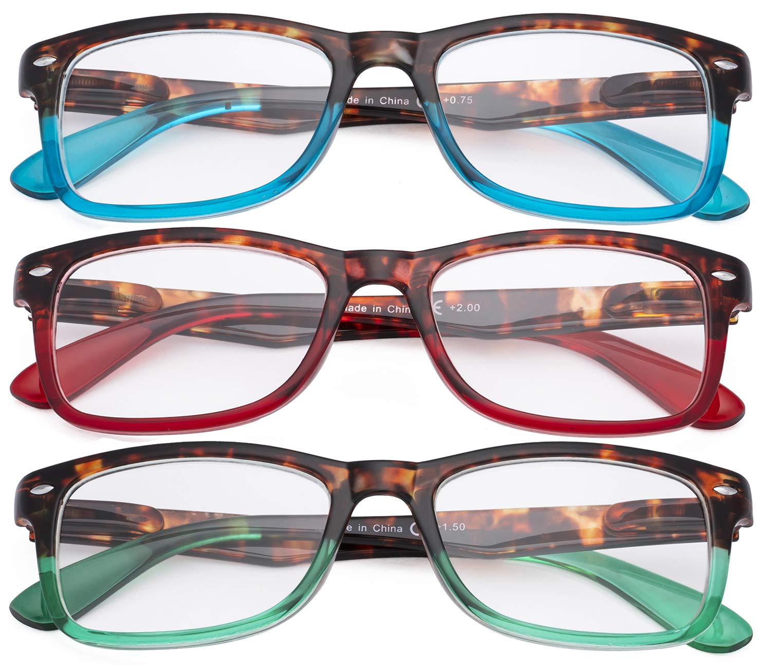 CessBlu Ladies Comfortable 3 Pack Reading Glasses Stylish Frame for Women Reading +1.0