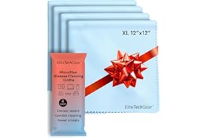 ELITE TECH GEAR Elite Screens Microfiber Cleaning Cloth - 12" x 12", 4-Pack, Blue - Oversized Screen Cleaning Cloth - Streak-Free Glasses Wipes - Scratch-Resistant Lens Wipes for Eyeglasses
