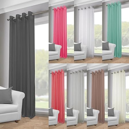 John Aird Lucy Black Woven Voile Eyelet Top Curtain Panel 58