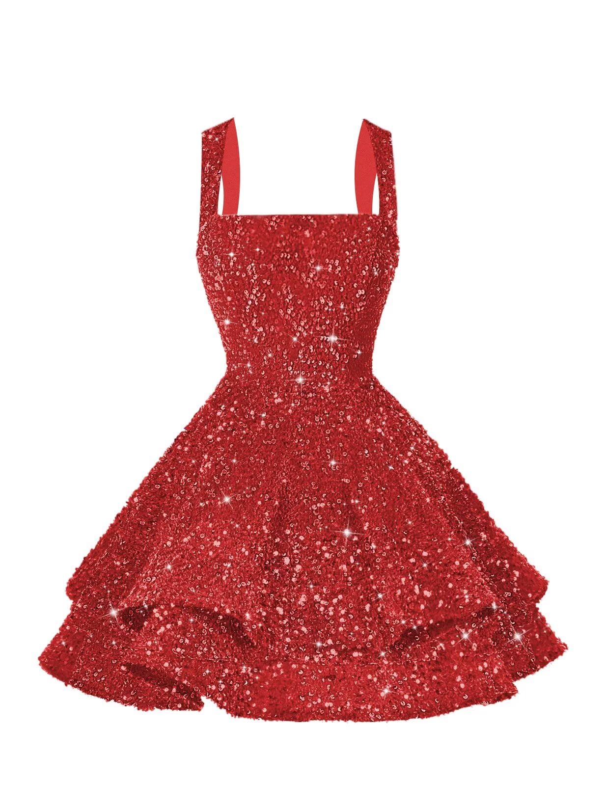 vintys Cute Red Sequin Homecoming Dresses for Teens