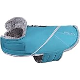 VIVAGLORY Snowrap Dog Coat, Jacket with Harness Hole, Dog Coat for Winter & Cold Weather, Fluffy Warm Fleece Lined Reflective Water Resistant for Puppy, XXS, Turquoise