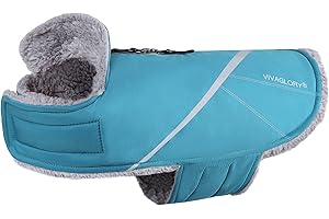 VIVAGLORY Snowrap Dog Coat, Jacket with Harness Hole, Dog Coat for Winter & Cold Weather, Fluffy Warm Fleece Lined Reflective Water Resistant for Puppy, XS, Turquoise