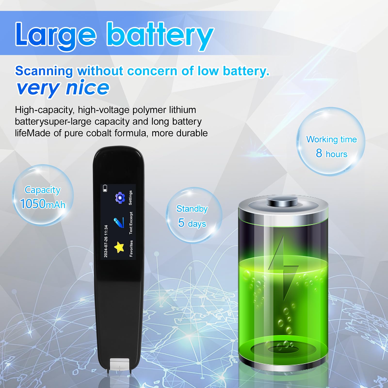 Daspom Scan Translation Pen, 1.97 inch Screen Translator Pen Scanner with 112 Languages Voice Translation, Offline OCR Digital Translation Pen for Student Dyslexia Adult Business Learning Travel