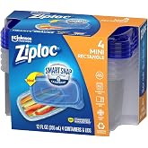 Ziploc Container, Medium Rectangle, 1.5 Cups, 4 Count (Pack of 1)